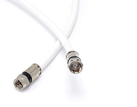 Picture of 12' Feet, White RG6 Coaxial Cable (Coax Cable) - Made in The USA - with Connectors, F81 / RF, Digital Coax - AV, CableTV, Antenna, and Satellite, CL2 Rated, 12 Foot