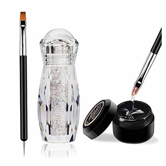 Picture of Micro AB Rhinestones with Glue and Tool, 1 Bottle of Ultra Mini 1.2mm Caviar Beads Rhinestones for 3D Nail Art with 8ml Glue and Tool Included