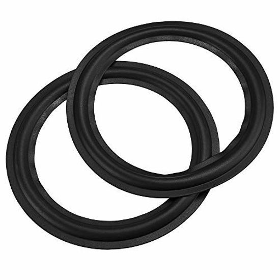 Picture of Bluecell 2pcs Black Color 10 Rubber Speaker Edge Surround Rings Replacement Parts for Speaker Repair or DIY (10")