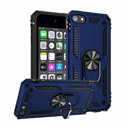 Picture of ULAK iPod Touch 7 Case, iPod Touch 6 Case, Hybrid Rugged Shockproof Cover with Built-in Kickstand for Apple iPod Touch 7th/6th/5th Generation (Blue)