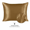 Picture of ShopBedding Luxury Satin Pillowcase for Hair - Standard Satin Pillowcase with Zipper, Gold (Pillowcase Set of 2) - Blissford