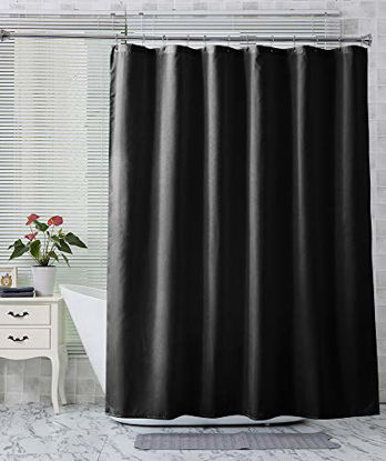 Picture of Amazer Fabric Shower Curtain Liner, Black Polyester Fabric Shower Curtain Liners Bathroom Shower Curtains, Water Proof, Hotel Quality, 72 x 72 Inches
