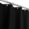 Picture of Extra Long Waffle Weave Shower Curtain 71" W x 84" H - Hotel Luxury Spa, 230 GSM Heavy Weighted Fabric, Water Repellent, Black, 71x84