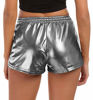 Picture of Tandisk Women's Yoga Hot Shorts Shiny Metallic Pants with Elastic Drawstring (Silver Grey, L)