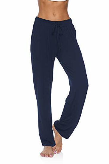 Picture of DIBAOLONG Womens Yoga Pants Wide Leg Comfy Drawstring Loose Straight Lounge Running Workout Legging Navy