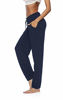 Picture of DIBAOLONG Womens Yoga Pants Wide Leg Comfy Drawstring Loose Straight Lounge Running Workout Legging Navy