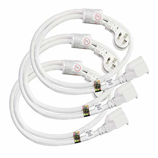 Picture of FIRMERST 1875W Flat Plug Extension Cord 3 Feet, 14 AWG 3 Prong Grounded, White (UL Listed, 3 Pack)