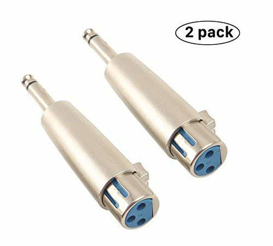 Picture of Devinal Professional 6.35mm 1/4 Inch Mono Male Plug to 3 Pin XLR Female Jack Stereo Audio Microphone Adapter Converter Connector (2 Pack)