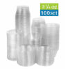 Picture of TashiBox 100 Sets 3.25 oz Disposable Plastic Portion Cups with Lids, Snack Cups