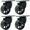 Picture of FactorDuty 4 All Black Metal Swivel Plate Caster Wheels Heavy Duty High-Gauge Steel (3" No Brake)