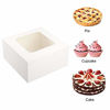 Picture of Moretoes 10 Sets 10x10x5 Inches Cake Boxes Cake Boards Ribbons 10pcs White Cake Boxes 10 Round Cake Boards with Red Ribbons