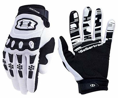 Picture of Seibertron Youth Dirtpaw BMX MX ATV MTB Racing Mountain Bike Bicycle Cycling Off-Road/Dirt Bike Gloves Road Racing Motorcycle Motocross Sports Gloves Touch Recognition Full Finger Glove White L