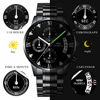 Picture of Black Stainless Steel Men's Wrist Watches Analog Quartz Chronograph Mutifunctional Crystal Wristwatch for Man with Date Calendar