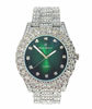 Picture of Bling-ed Out Round Metal Mens Color on Blast Silver Tone Watch with Diamond Time Indicators - Ice on Fire!!! - ST10327DxxS (Silver Money Green)