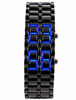 Picture of Classic Mens Binary Square Blue LED Digital Watch Black Plated Wrist Watches (Black/Blue)