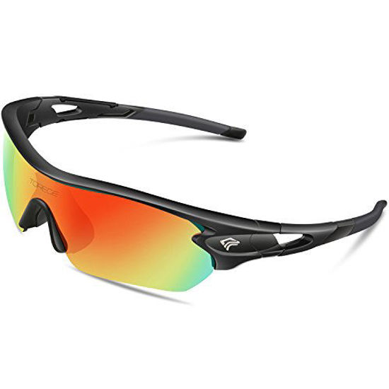 Buy TOREGE Polarized Sports Sunglasses for Men Women Cycling Running  Driving Fishing Glasses TR002 (Transparent Gray Frame&Green Lens) at