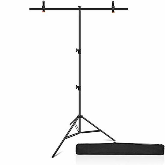 Picture of Emart T-Shape Portable Background Backdrop Support Stand Kit 35.4inch Crossbar 80inch Adjustable Photo Tripod Stand with 2 Spring Clamps for Video Studio Photography