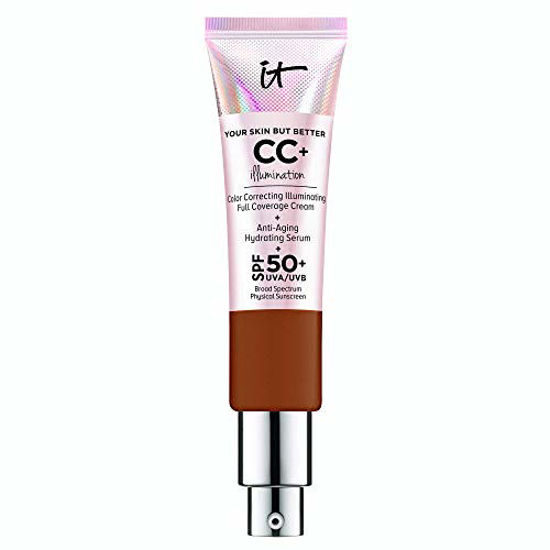 Picture of IT Cosmetics Your Skin But Better CC+ Cream Illumination, Deep (N) - Color Correcting Cream, Full-Coverage Foundation, Anti-Aging Serum & SPF 50+ Sunscreen - Radiant Finish - 1.08 fl oz