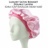 Picture of Sleep Cap for Kids Satin Hair Scarf Girls Night Head Wrap Floral Silk Nightcap Light Pink