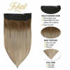 Picture of Fshine Halo Hair Extensions 16 Inch Real Hair Color 10 Fading to 14 Hidden Crown Hair Extensions Straight Hair 80 Gram