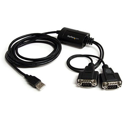 Picture of StarTech.com USB to Serial Adapter - 2 Port - COM Port Retention - FTDI - USB to RS232 Adapter Cable - USB to Serial Converter (ICUSB2322F), Black