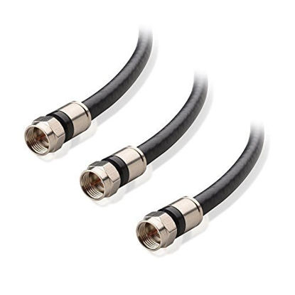 Picture of Cable Matters 3-Pack CL2 in-Wall Rated (cm) Quad Shielded Coaxial Cable (RG6 Cable, Coax Cable) in Black 1.5 Feet
