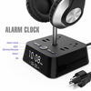 Picture of KDrive Headphone Stand with 4 USB Charging Port, 2 AC Outlet, LED Desk Lamp Lighting, HD Clock Display - Universal Sizes, Gaming Headset Hanger Organizer