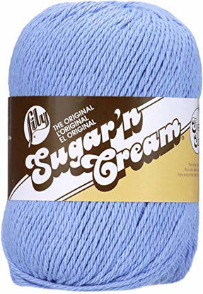 Picture of Lily 10201818083 Sugar 'N Cream Super Size Solid Yarn, 4oz, Gauge 4oz Medium, 100% Cotton, Big Ball - Cornflower - Machine Wash & Dry