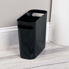 Picture of mDesign Slim Plastic Rectangular Small Trash Can Wastebasket, Garbage Container Bin with Handles for Bathroom, Kitchen, Home Office, Dorm, Kids Room - 10" High, Shatter-Resistant - Black