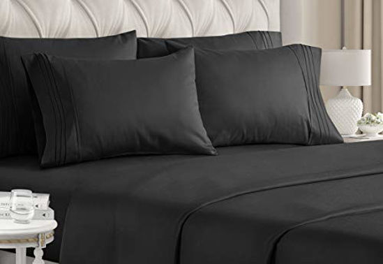 Picture of Full Size Sheet Set - 6 Piece Set - Hotel Luxury Bed Sheets - Extra Soft - Deep Pockets - Easy Fit - Breathable & Cooling Sheets - Wrinkle Free - Comfy - Black Bed Sheets - Fulls Sheets - 6 PC