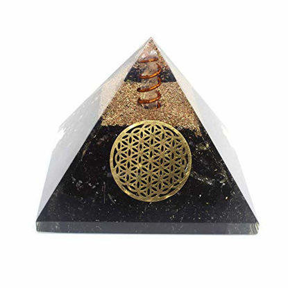 Picture of Orgone Pyramid - Reiki Healing Emf Protection Energy Generator - Black Tourmaline Crystal Orgonite Pyramid for Chakra Balance - Panic Attacks Protection Inner Strength Meditation Booster