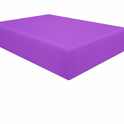 Picture of NTBAY Microfiber Queen Fitted Sheet, Wrinkle, Fade, Stain Resistant Deep Pocket Bed Sheet, Purple