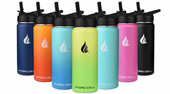 Picture of Hydro Cell Stainless Steel Water Bottle w/ Straw & Wide Mouth Lids (40oz 32oz 24oz 18oz) - Keeps Liquids Hot or Cold with Double Wall Vacuum Insulated Sweat Proof Sport Design (Lavender/White 18 oz)