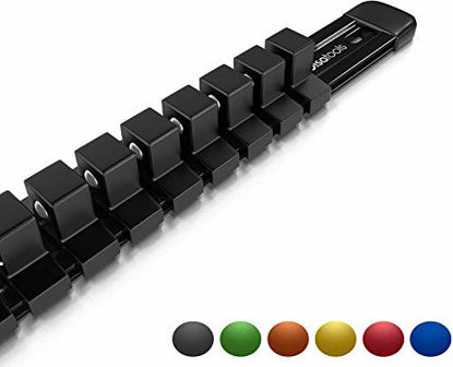 Picture of Olsa Tools 1/2-Inch Drive Aluminum Socket Organizer | Premium Quality Socket Holder (Black)