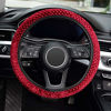 Picture of KAFEEK Elastic Short Microfiber Plush Steering Wheel Cover for Winter Warm , Universal 15 inch, Anti-Slip, Odorless, Wine Red