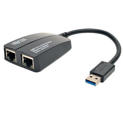 Picture of TRIPP LITE USB 3.0 to Dual Port Gigabit Ethernet Adapter 10/100/1000 Mbps (U336-002-GB)