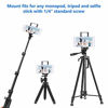 Picture of PEYOU Compatible for iPhone iPad Tripod Mount Adapter, Universal 2 in 1 Mount Holder for Smartphone (Width 2.2"-3.3"), Tablet (Width 4.3"-7.3") with Wireless Remote, for Monopod Selfie Stick Tripod