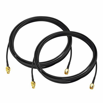 Picture of Bingfu SMA Male to SMA Female Bulkhead Mount RG174 Antenna Extension Cable 3m 10 feet (2-Pack) Compatible with 4G LTE Router Gateway Modem Mobile Cell Phone Signal Booster Cellular Amplifier Receiver