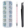 Picture of Crystals AB Nail Art Rhinestones Decorations Nail Stones for Nail Art Supplies and Clear Crystal Rhinestones with Pick Up Tweezer and Rhinestone Picker Dotting Pen