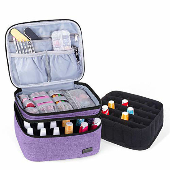 Picture of Luxja Nail Polish Carrying Case - Holds 20 Bottles (15ml - 0.5 fl.oz), Portable Organizer Bag for Nail Polish and Manicure Set, Lavender