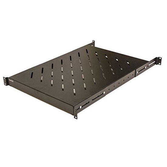 Picture of NavePoint 1U 19-Inch Fixed 4-Post Rack Mount Server Shelf with Adjustable Depth from 18-34 Inch Black