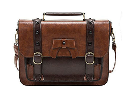 Picture of ECOSUSI Vintage Crossbody Messenger Bag Satchel Purse Handbag Briefcase for Women & Girl, Coffee