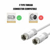 Picture of Short Coaxial Cable, 2-Pack 1ft Coaxial Cable, RG6 Cable 0.3m with Right Angle Connectors, White 75 Ohm Shield Digital Coax Cables with F-Male Connectors, Ideal for TV Antenna DVR Satellite