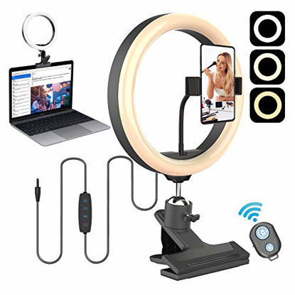 Picture of Desktop Ring Light 10.2'' with Clamp Mount,Selfie Tabletop Ringlighting for Desk Zoom Meeting,Webcam,Computer Monitor,Video Conferencing and Laptop Clip,Makeup Ringlight with Phone Stand Holder