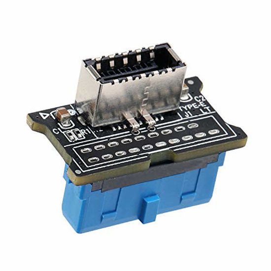 Picture of MZHOU Computer Mainboard USB 3.0 Front 19PIN to 3.1 Type-C Front Panel Header Type-E Adapter 20 to 19 Pin Expansion CardHeader-180°