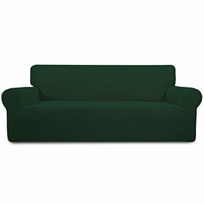 Picture of Easy-Going Stretch Oversized Sofa Slipcover 1-Piece Couch Sofa Cover Furniture Protector Soft with Elastic Bottom for Kids, Spandex Jacquard Fabric Small Checks(X Large,Dark Green)