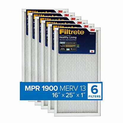Picture of Filtrete 16x25x1, AC Furnace Air Filter, MPR 1900, Healthy Living Ultimate Allergen, 6-Pack (exact dimensions 15.69 x 24.69 x 0.78)