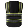 Picture of JKSafety 9 Pockets High Visibility Zipper Front MESH Black Safety Vest | Black with Dual Tone High Reflective Strips | ANSI/ISEA Standards (Mesh-Black, X-Large)