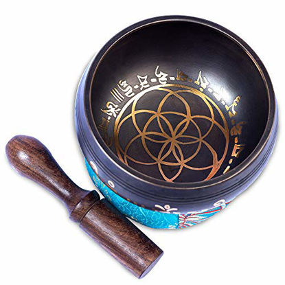 Picture of Tibetan Singing Bowl Set - Pretty and Small Authentic Handcrafted For Mindfulness Meditation Sound Chakra Holistic Healing By Himalayan Bazaar