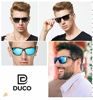 Picture of DUCO Men's Luxury Carbon Fiber Temple Polarized Sunglasses for Men Sports UV400 DC8206 (DC Black Frame Grey Lens)